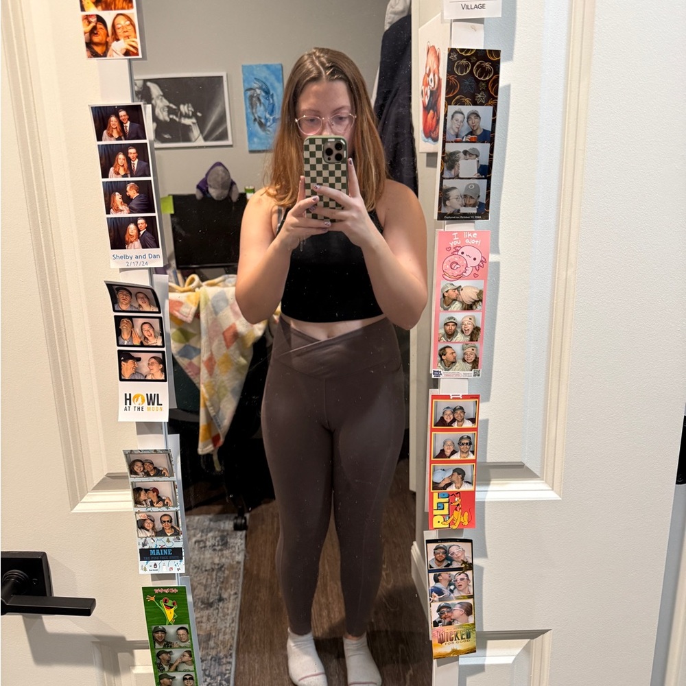 Black Crop Top and Brown Leggings